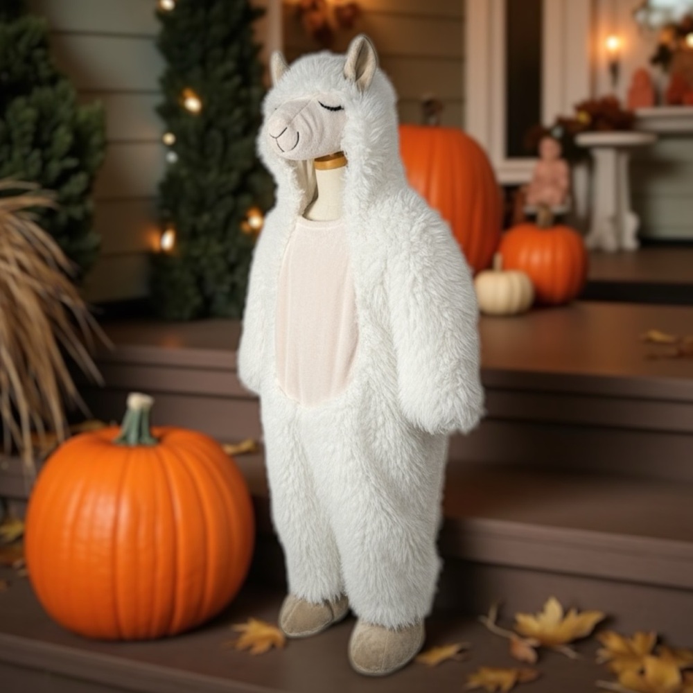 Adorable White Llama Kids Costume